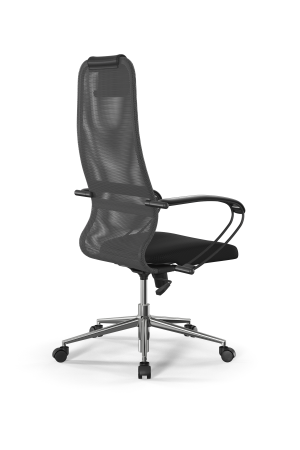 Кресло для руководителя Метта Sit 8 B1-8K - X1+UMF(X1) /Uh00/Wh00/K1bL(M09.B23.G18.W01) (Светло-серый | Черный)