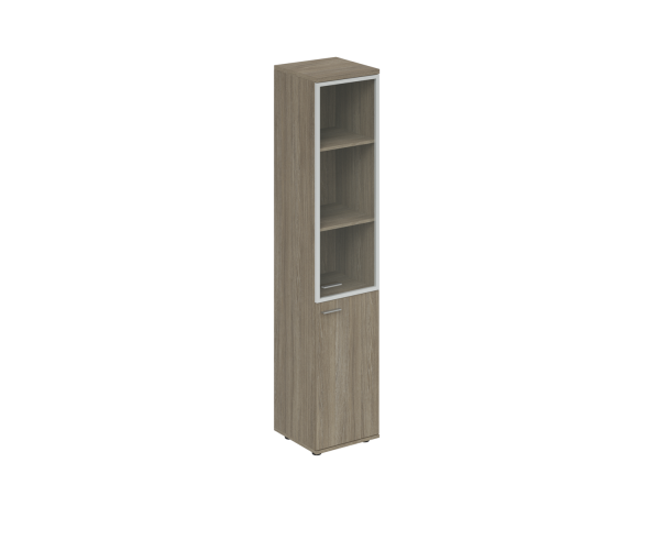 Шкаф высокий со стеклом Wing WN.712.OD.OD.AL.R 400x400x1955 (Темный дуб)