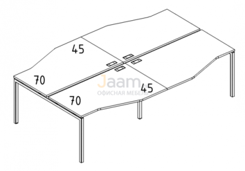 Мебель для персонала Рабочая станция со столами эргономичными "Техно" на металлокаркасе DUE Б2 190-2 БП