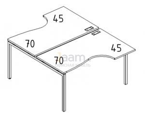 Мебель для персонала Рабочая станция со столами эргономичными "Классика"на металлокаркасе DUE Б2 184 БП
