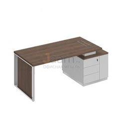 Кабинет руководителя Стол руководителя на опорной тумбе с декоративной вставкой (левый/правый) БР 111