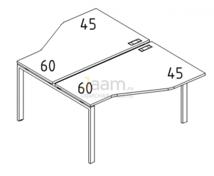 Мебель для персонала Рабочая станция со столами эргономичными "Техно"на металлокаркасе DUE Б2 186 БП