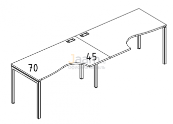 Мебель для персонала Рабочая станция со столами эргономичными "Классика" на металлокаркасе DUE Б2 045-2 БП