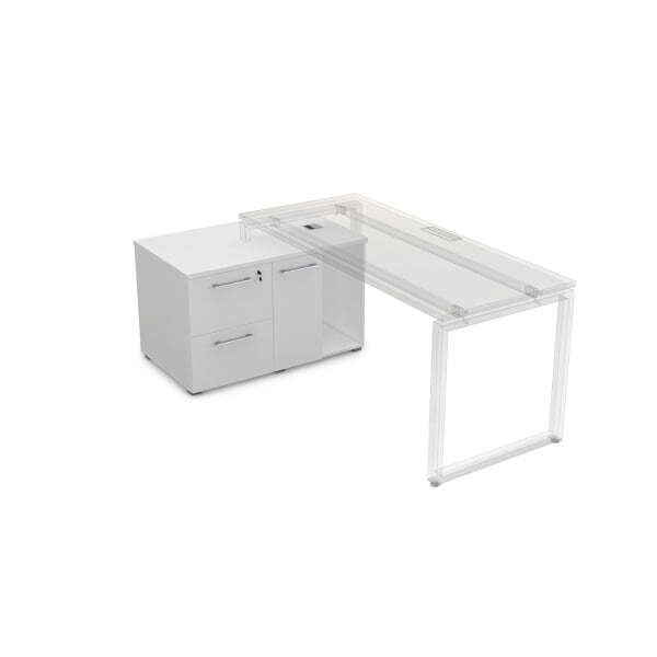 Тумба с двумя ящиками и дверкой Gloss line 9НТ.010 1000x600x620 (Белый премиум)