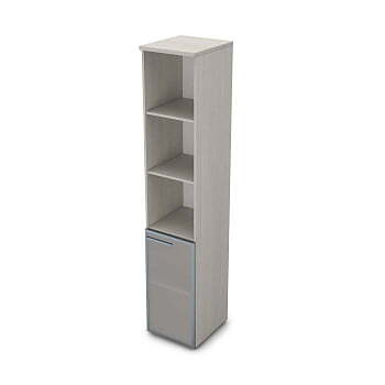 9ПЛ.005.21 Пенал высокий со стеклом и открытыми полками (400x450x2045), левый