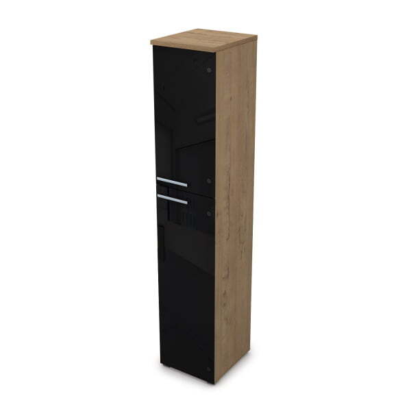 9ПЛ.005.23 Пенал высокий со стеклом (400x450x2045), левый (Teakwood)