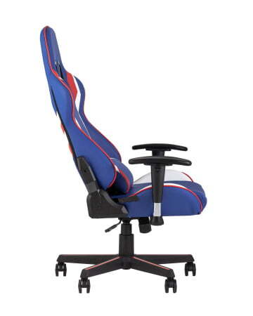 Кресло игровое TopChairs Cherokee синее (Геймерское кресло Cherokee синий, белый, красный)