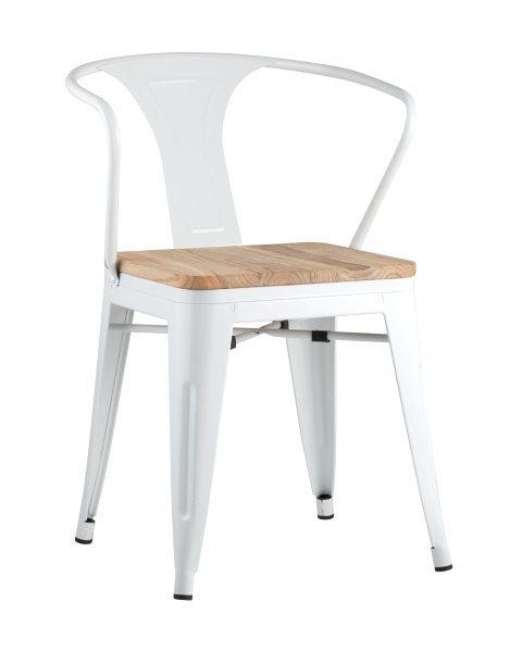 Стул TOLIX ARM WOOD с подлокотниками белый (Стул Tolix Arm Wood белый глянцевый)
