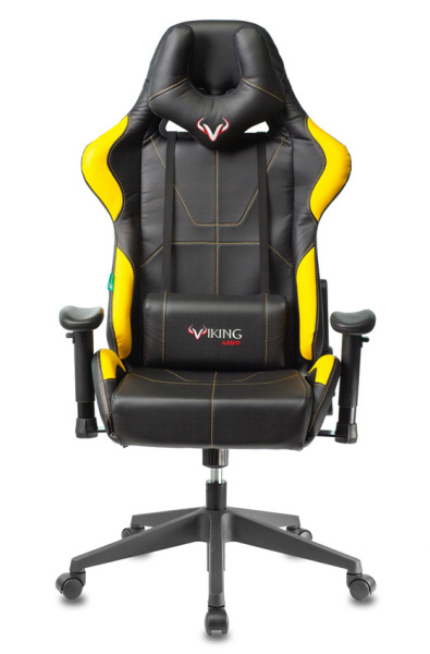 Кресло игровое Zombie VIKING 5 AERO черный/желтый эко.кожа с подголов. крестов. пластик (Желтый)