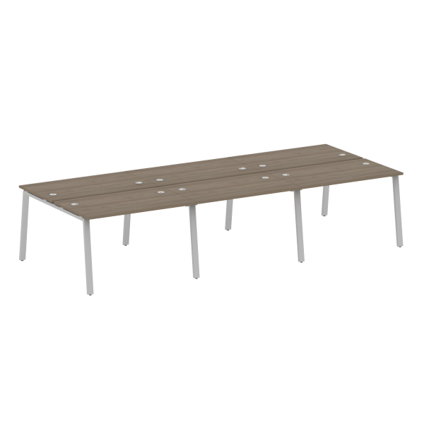 Рабочая станция на 6 рабочих места на А-образном м/к Metal System Style БА.СМ-6.2 3600x1475x750 (Вяз/Серый металл)