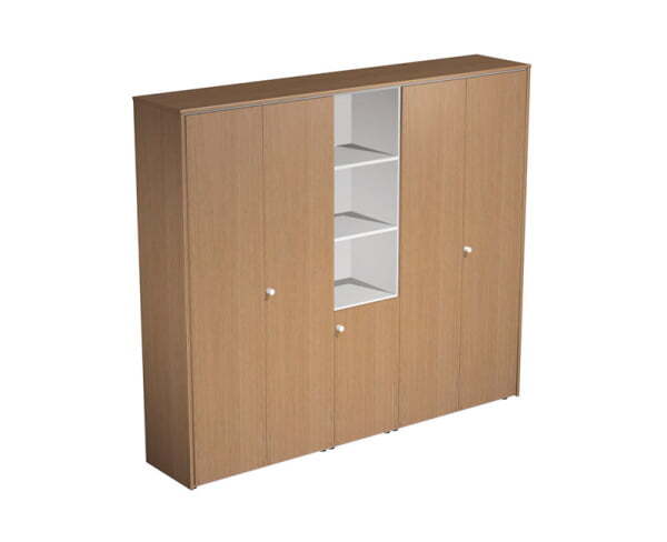 Шкаф комбинированный 5-секционный Profiquadro КВ 361 БВ 2270x460x1990 (Белый премиум / Вишня скандинавская)