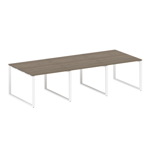 Переговорный стол 3 столешницы Metal System Style БО.ПРГ-3.1 3000x1235x750 (Вяз/Белый металл)