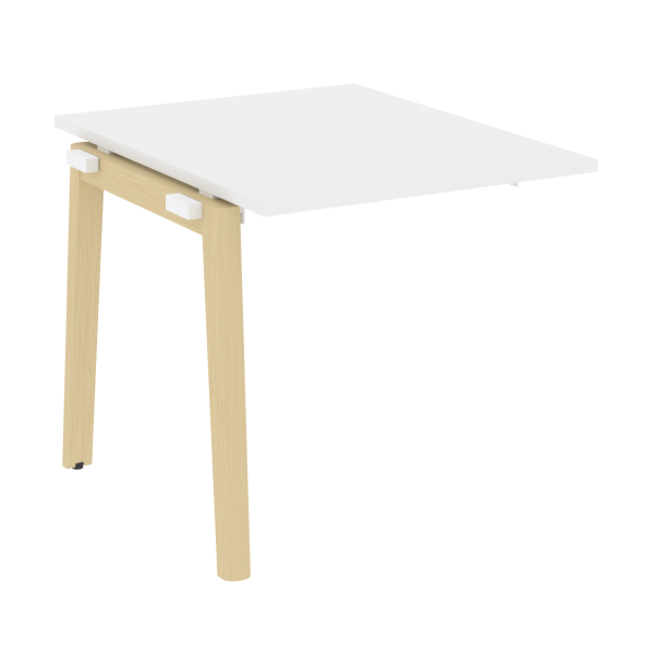 Проходной наборный элемент переговорного стола на деревянных опорах Onix Wood OW.NPRG-0 780x980x750 (Белый Бриллиант/Дуб Светлый)