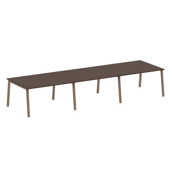Стол для переговоров (3 столешницы) на А-образном м/к Metal System Style БА.ПРГ-3.3 4200x1235x750 (Венге Цаво/Мокко металл)