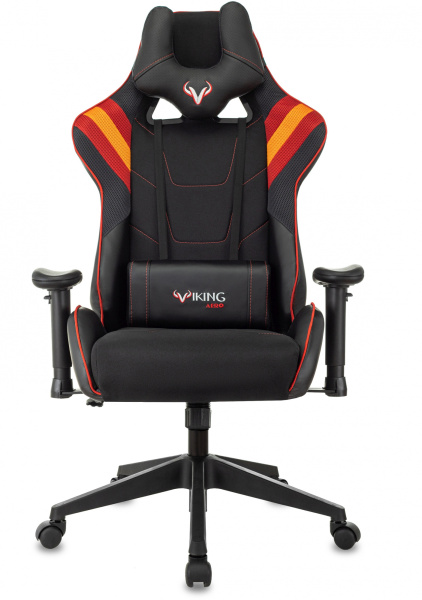 Кресло игровое Zombie VIKING 4 AERO черный/красный ткань/эко.кожа с подголов. крестов. пластик